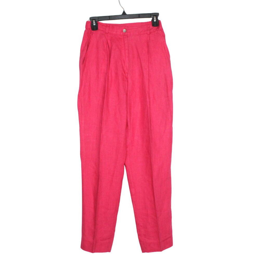 90s David Brooks women's trousers size 6 bright pink linen high waist pleated